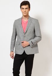 Genesis Full Sleeve Solids Grey Blazers Men