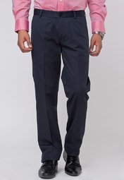 Genesis Navy Blue Slim Fit Formal Trouser Men