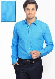 Genesis Striped Aqua Blue Formal Shirt men