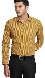 Genesis Striped Yellow Slim Fit Formal Shirt men