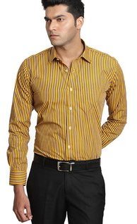 Genesis Striped Yellow Slim Fit Formal Shirt men