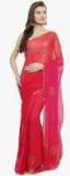 Geroo Jaipur Pink Pure Chiffon Woven Design Saree Women