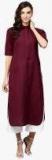 Gerua Burgundy Solid Pathani Kurta Women