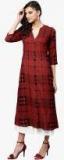 Gerua Maroon Checked A Line Kurta Women