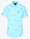 Gini & Jony Aqua Blue Regular Fit Casual Shirt boys