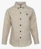 Gini & Jony Beige Printed Casual Shirt Boys