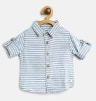 Gini And Jony Blue & White Regular Fit Striped Casual Shirt Boys