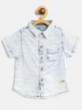 Gini And Jony Blue Chambray Regular Fit Striped Casual Shirt Boys