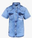 Gini & Jony Blue Regular Fit Casual Shirt Boys