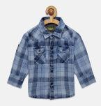 Gini And Jony Blue Regular Fit Checked Casual Shirt Boys