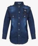 Gini And Jony Blue Regular Fit Denim Shirt Boys