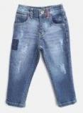 Gini And Jony Blue Regular Fit Mid Rise Mildly Distressed Stretchable Jeans Boys