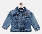 Gini and Jony Girls Blue Solid Denim Jacket