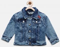 Gini and Jony Girls Blue Solid Denim Jacket