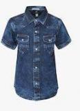 Gini And Jony Navy Blue Faded Regular Fit Casual Shirt Boys