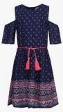 Gini & Jony Navy Blue Printed Casual Dress girls