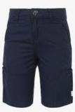 Gini & Jony Navy Blue Solid Bermuda Boys