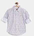 Gini And Jony Off White Printed Regular Fit Casual Shirt boys