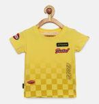 Gini And Jony Yellow Printed Round Neck T Shirt Boys