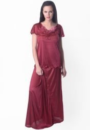 Ginni Maroon Printed Nightwear Women