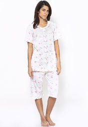 Ginni Peach Printed Nightsuit Women