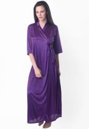 Ginni Purple Solid Nightwear Women