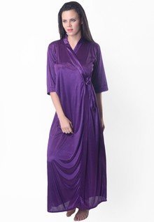 Ginni Purple Solid Nightwear women