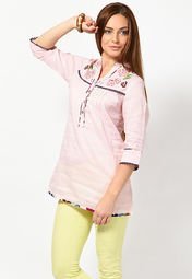 Gipsy Full Sleeve Embellished Pink Tunic Women