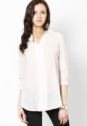 Gipsy Off White Solid Tunic Women