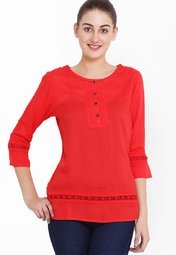 Gipsy Solid Red Tunic Women