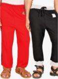 Gkidz Pack Of 2 Black & Red Solid Joggers Track Pants Boys