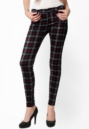 Glam & Luxe Black Check Jeans Women