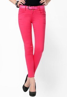 Glam & Luxe Pink Solid Jeans women