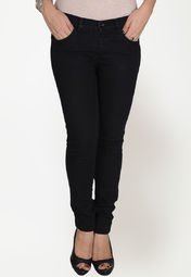 Glam & Luxe Solid Black Jeans Women