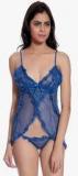 Glam Quotient Blue Solid Babydoll Women