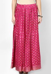 Global Desi 100% Viscose Pink Skirts Women