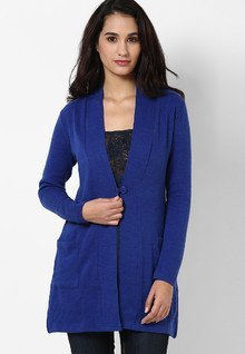 Global Desi Acrylic Blend Blue Solid Shrug women