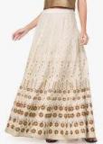 Global Desi Beige Printed Flared Skirt women