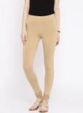 Global Desi Beige Solid Leggings Women