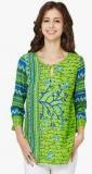 Global Desi Green Printed Viscose Kurti women