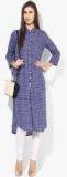 Global Desi Navy Blue Printed Viscose Kurta women