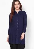 Global Desi Navy Blue Solid Tunic women