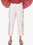 Global Desi Off White Embroidered Regular Fit Culottes Women