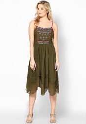 Global Desi Olive Dress Women