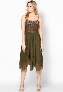 Global Desi Olive Dress women