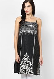 Global Desi Polyester Black Kurta Women