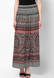 Global Desi Polyester Black Printed Skirt Women