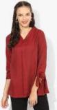 Global Desi Red Self Design Blouse Women