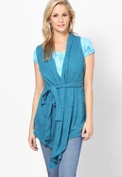 Globus Blue Solid Shrug Women