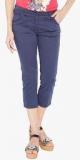 Globus Navy Blue Solid Capri Women